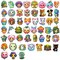 Wrapables Waterproof Vinyl Stickers for Water Bottles, Laptop, Phones, Skateboards, Decals for Teens, 100pcs, Cute Characters